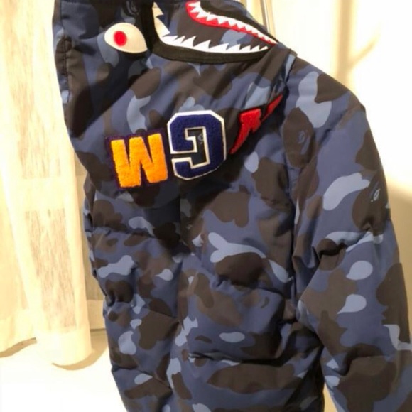 BAPE COLOR CAMO SHARK HOODIE DOWN JACKET SIZE XXL - Picture 4 of 6